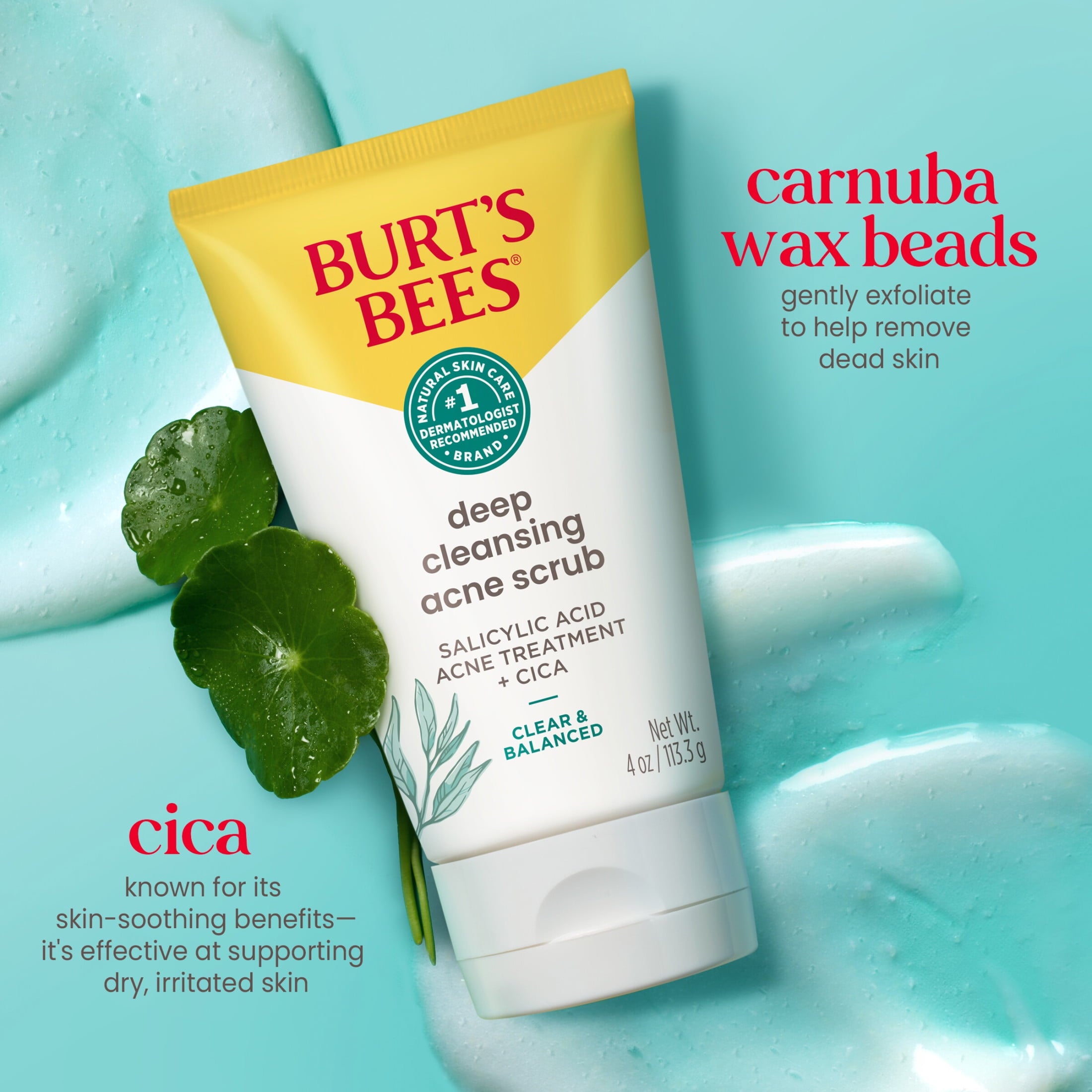 Burts Bees Clear and Balanced Deep Cleansing Acne Face Scrub, 4 Oz