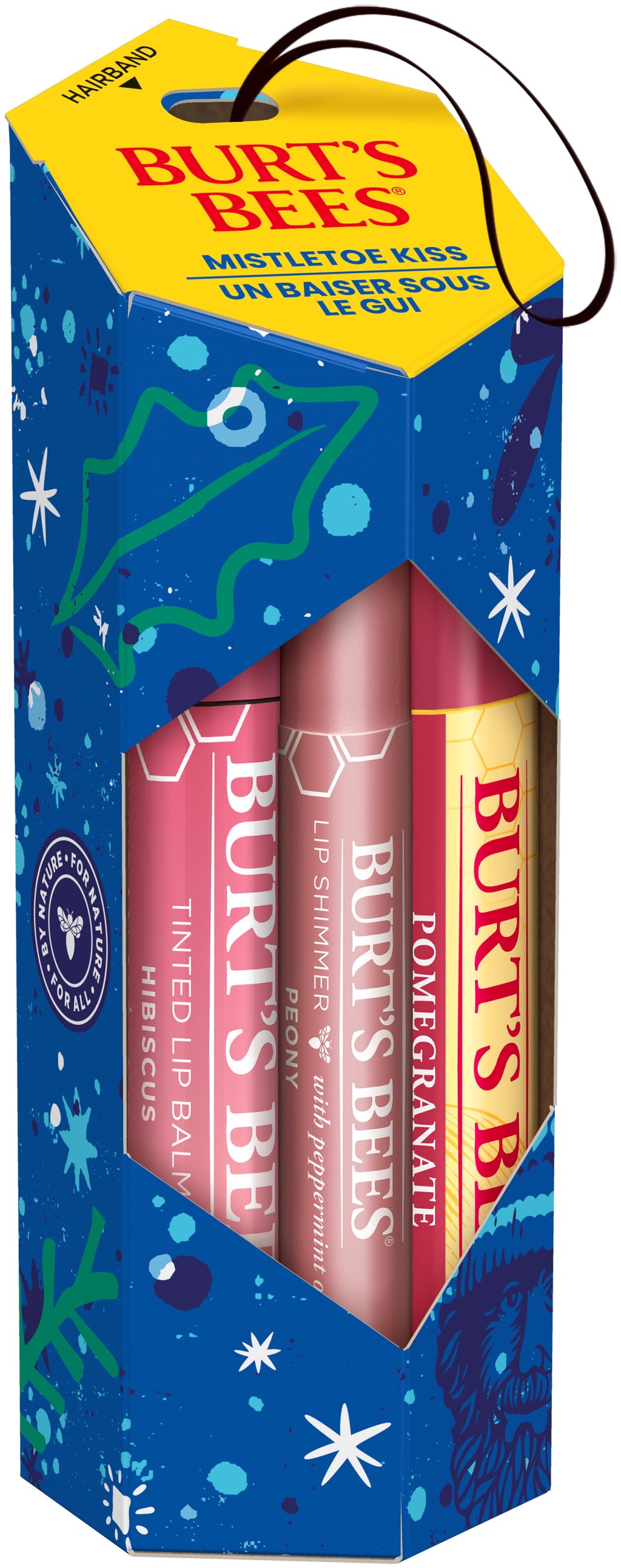 Burts Bees Mistletoe Kiss Pink Lip Balm Gift Set, 3-Pack