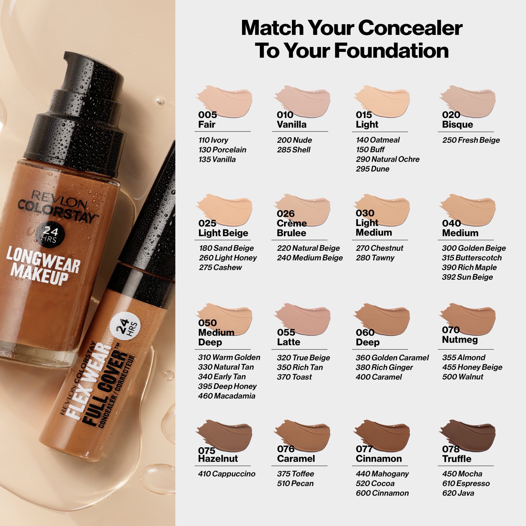 Revlon ColorStay Flex Wear Concealer, Full Coverage, 24HR Wear, 070 Nutmeg, 0.34 fl oz