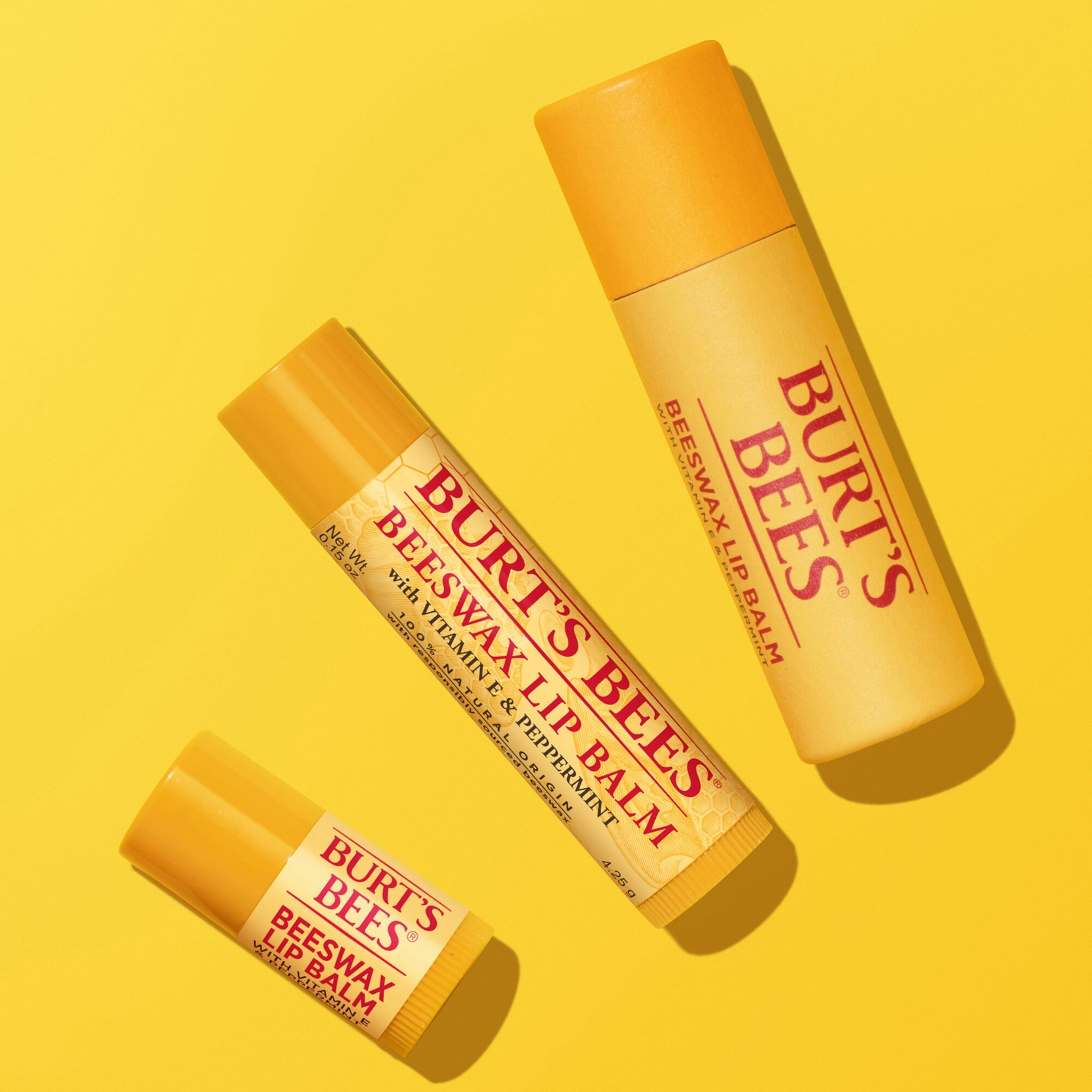 (4 pack) Burt's Bees 100% Natural Origin Beeswax Moisturizing Lip Balm with Vitamin E & Peppermint Oil, 3 Pack